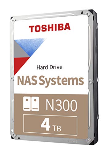 Toshiba 4TB N300 NAS 3.5-Inch Internal Hard Drive - CMR SATA 6 GB/s 7200 RPM 256 MB Cache - New - HDWG440XZSTA