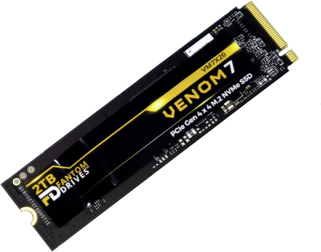 Fantom Drives VENOM7, 2TB Internal SSD NVMe Gen 4 M.2 2280 Slim Profile for Compatibility with Desktop, Laptops, and PS5 - Up to 7300MB/s - 3D NAND TLC (VM7X20)