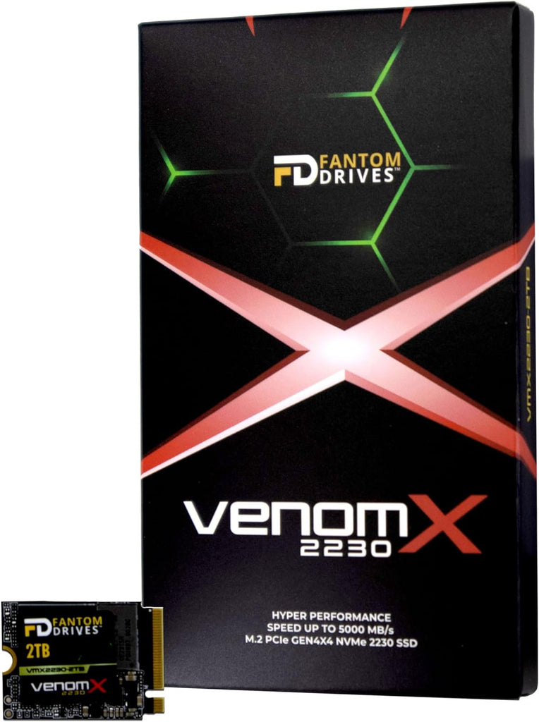 Fantom Drives VenomX 2TB M.2 2230 NVMe SSD, PCIe Gen4 x 4, Read speeds up to 5100MB/s, Internal Solid State Drive for PC and Gaming Consoles