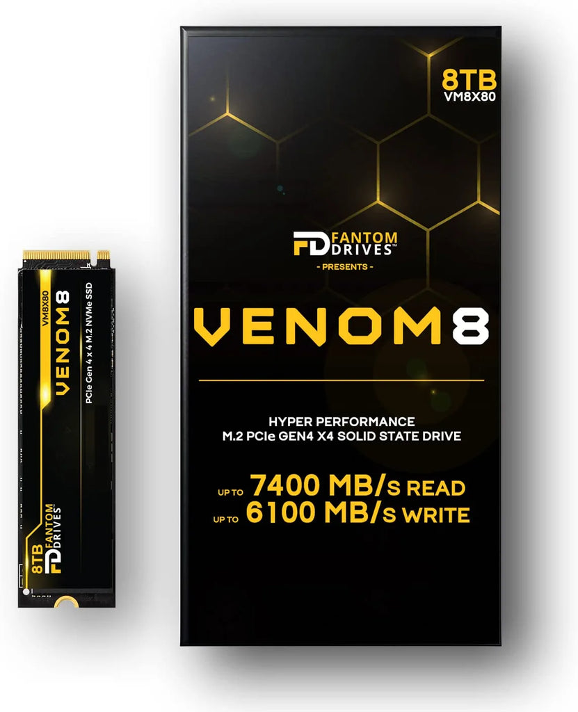 Fantom Drives VENOM8 8TB NVMe PCIe Gen4 x4 M.2, 3D NAND TLC Internal SSD, VM8X80