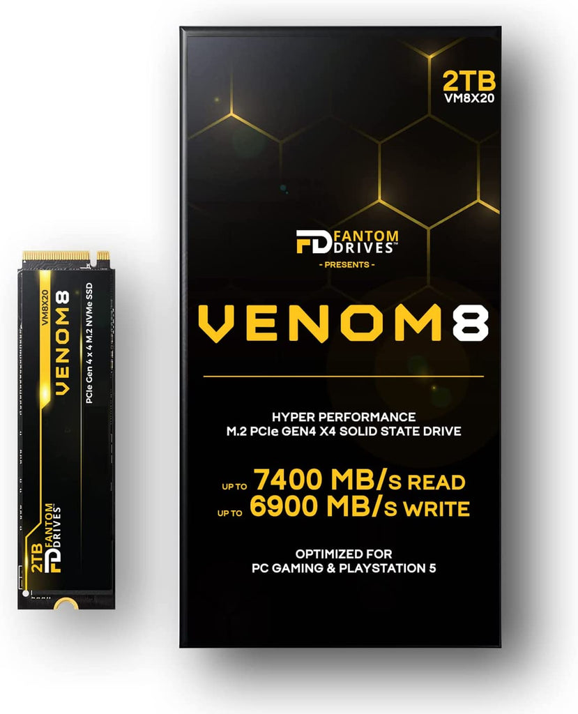 Fantom Drives VENOM8 2TB NVMe PCIe Gen4 x4 M.2, 3D NAND TLC Internal SSD, VM8X20