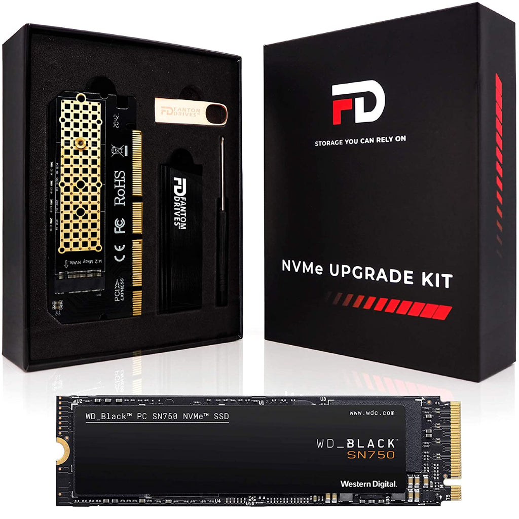 Fantom Drives NVMe Upgrade Kit WD Black 500GB NVMe SSD - M.2 3430 MB/s Read/2600 MB/s Write - (NWDXC500KIT) New